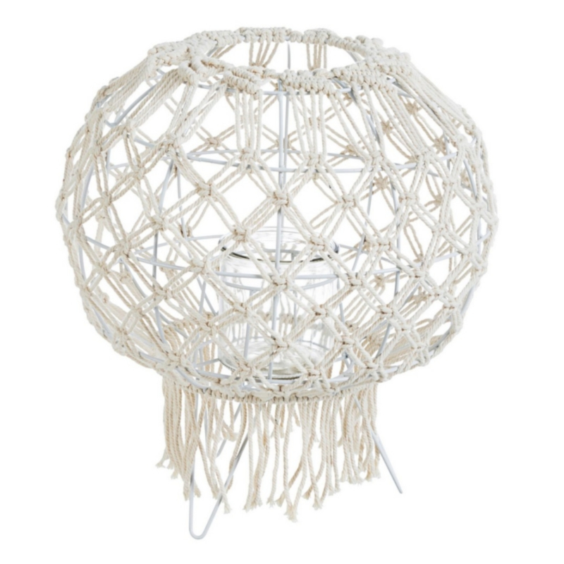 MACRAME WHITE LANTERN H38