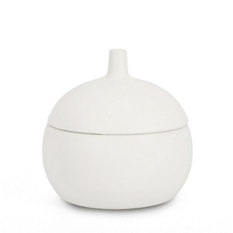 CANISTER WHITE CANDLE W-LID D14