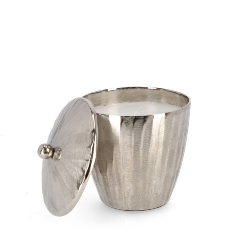 CHISEL SHAPED SILVER CANDLE W-LID