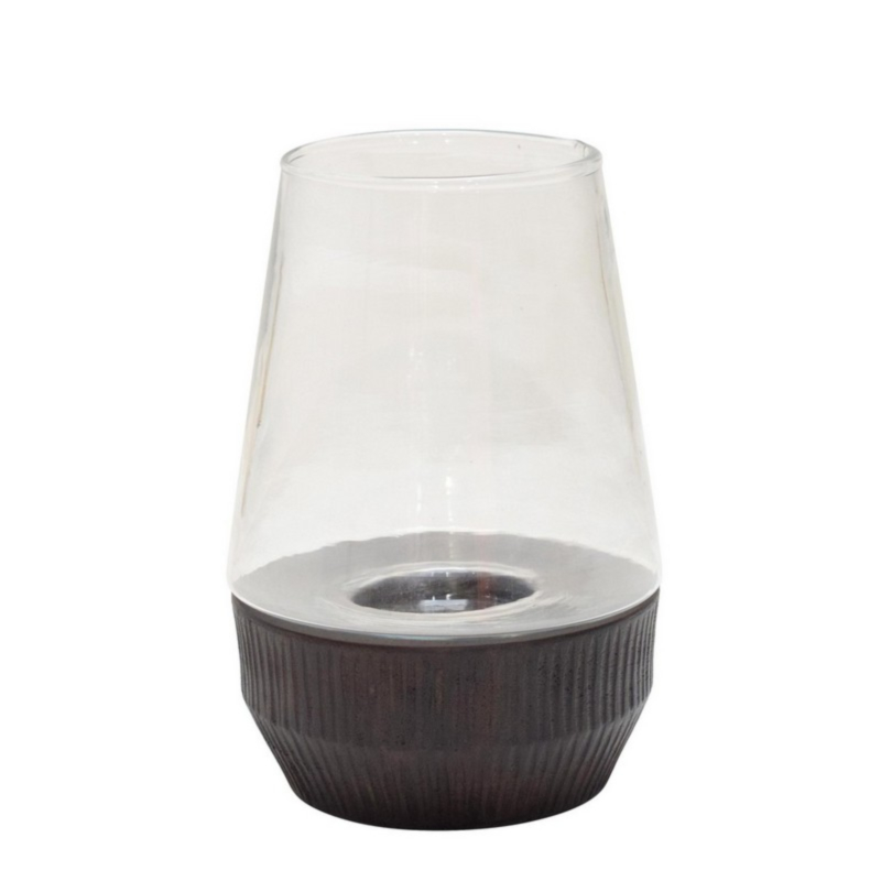 DUDHI D.BROWN CANDLE HOLDER H17,5