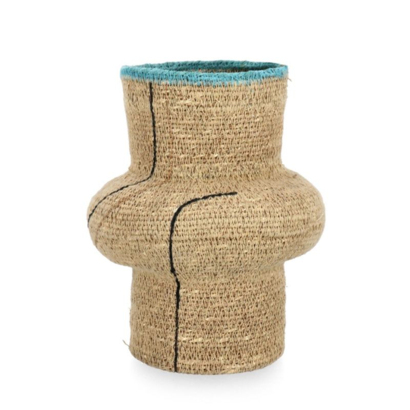 P.VASO DECOR THANG NATURALE AZZURRO H23