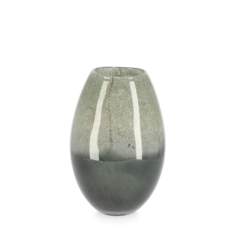 VASE MARS BOMB VERRE VERT H27