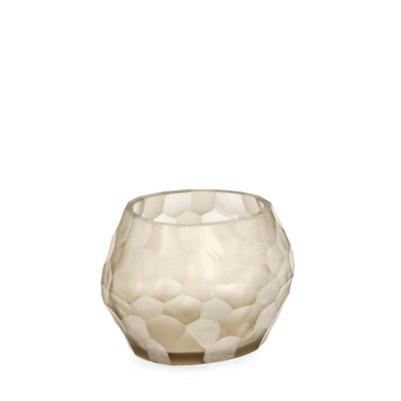 SAMPUR BEIGE GLASS CANDLE HOLDER H8