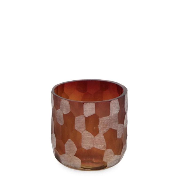 SAMPUR RO BORDEAUX GL CANDLE HOLDER H8