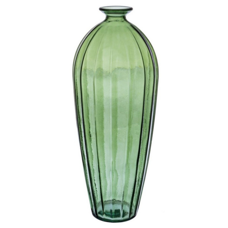 ALEXANDRA GREEN GLASS SLICE VASE H56