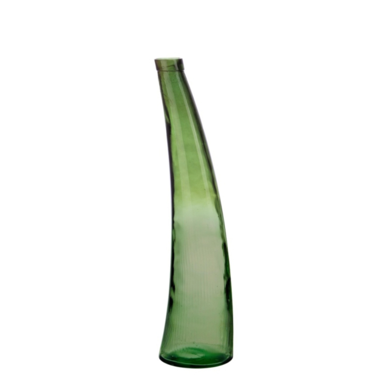 LOOPY CURVED GREEN GL VASE H80