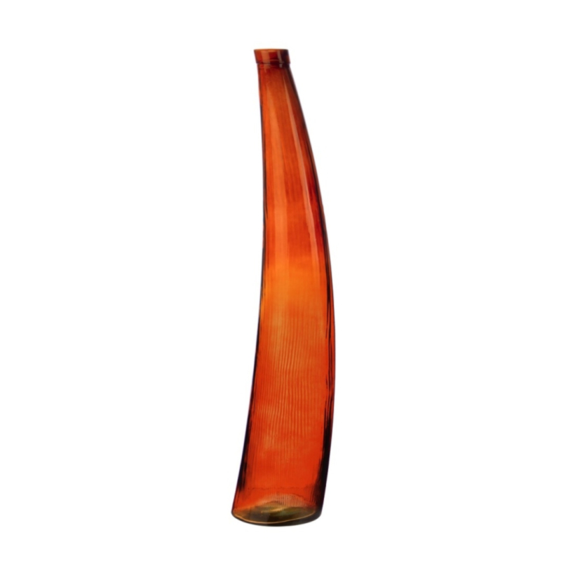 LOOPY CURVED RED GL VASE H100