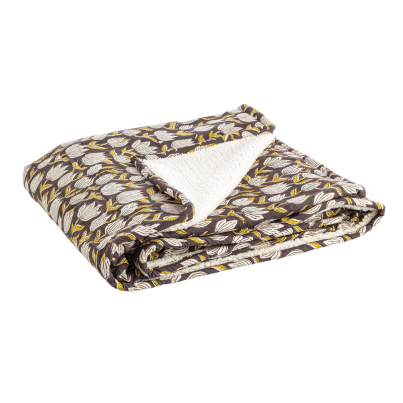 MANTA CALAIS NEGRO C-TULIPÁN 130X180