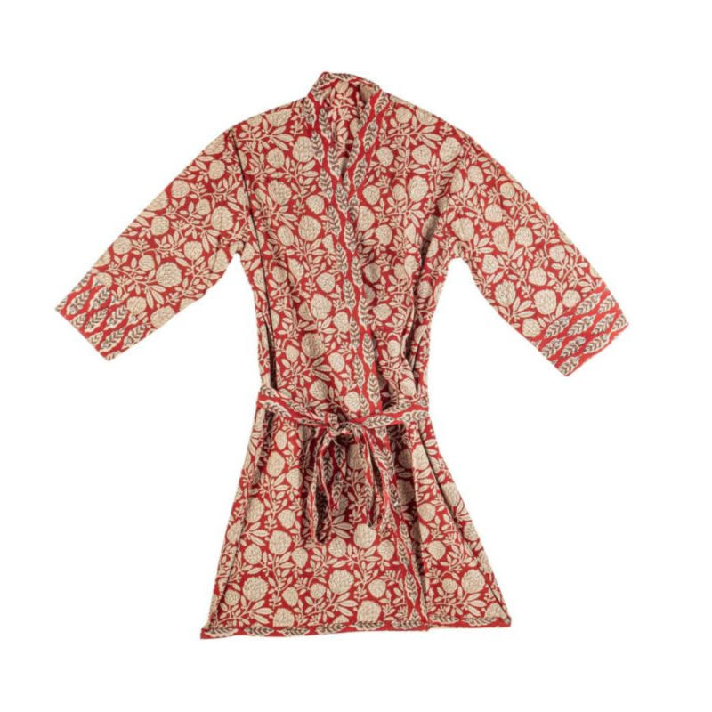 QUIMONO LORIENT ROJO C-HOJA-FLOR GRAN