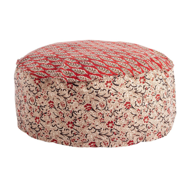 POUF LORIENT ROSSO C-FOGLIA-FIORE D65X25