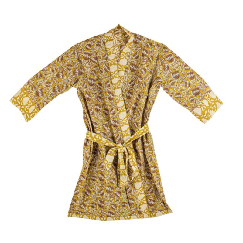 QUIMONO CHAMBERY OCRE C-FLOR ROJO