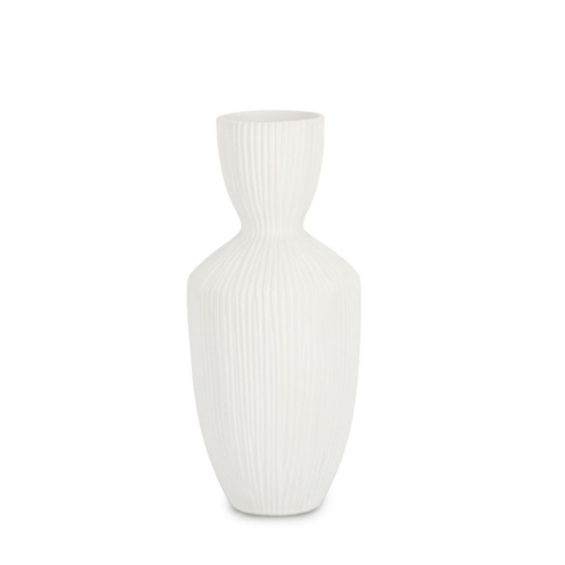 VASE STRIPED WEIß H36