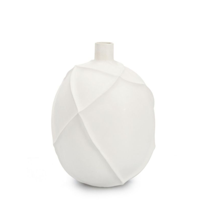 VASO RIDGED BOMB BIANCO H27