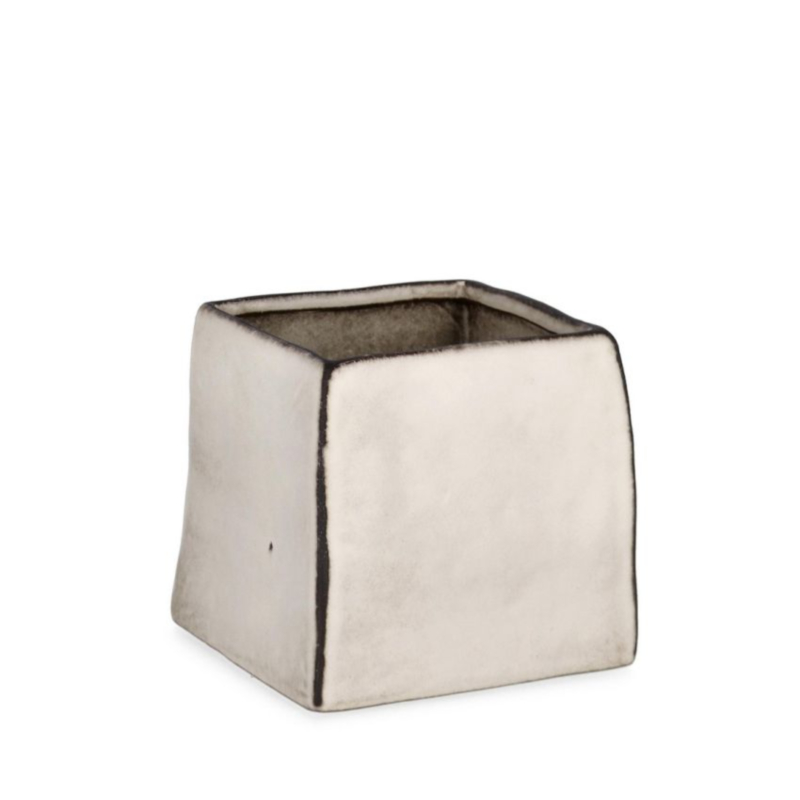 NIKOS LOW SQ WHITE VASE H14