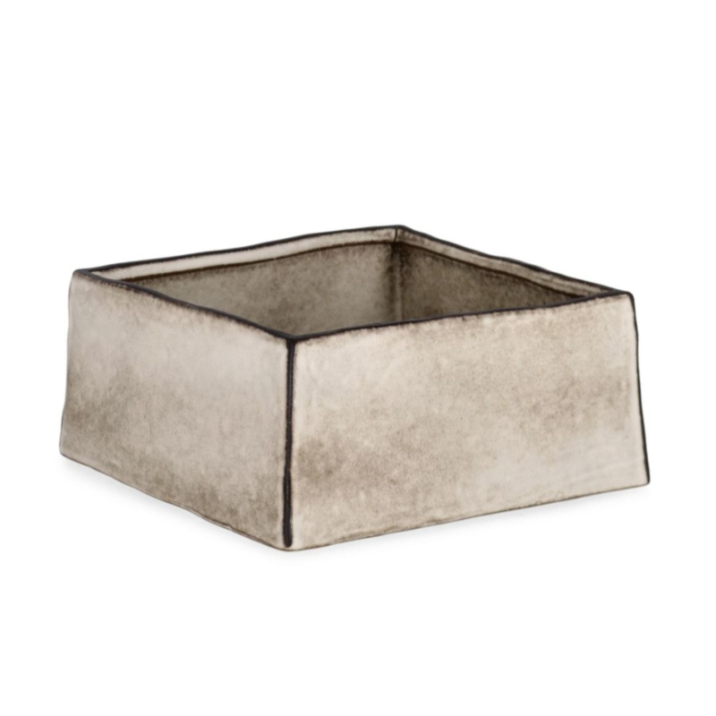 NIKOS LOW SQ WHITE VASE H10,5