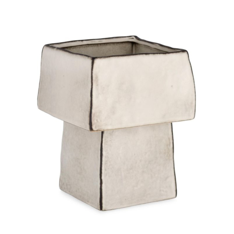 VASE NIKOS CARRÉ HAUT BLANC H25