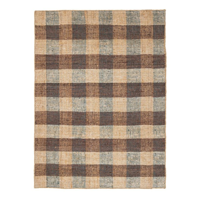 ALFOMBRA RUANDA CUADROS MARRÓN 200X300