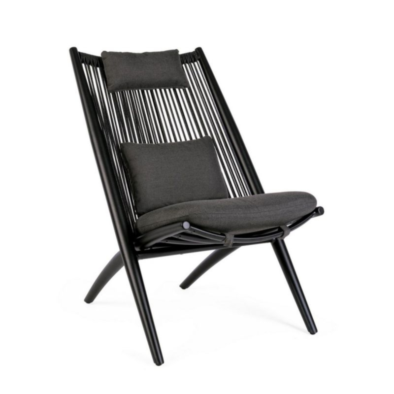 LOUNGE-SESSEL MIT KISSEN ALOHA SCHWARZ X