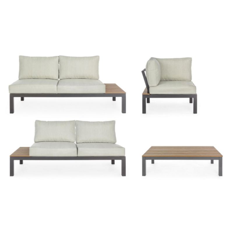 ELIAS CHARCOAL SJ61 CORNER SOFA SET W-CU