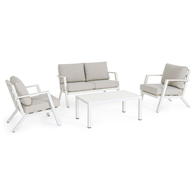 SALOTTO IN ALLUMINIO CON CUSCINI BIANCO YK11 - HARLEY