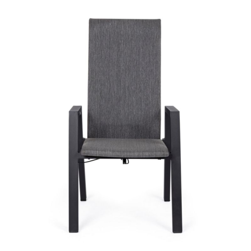 SEDIA RECLINABILE IN ALLUMINIO ANTRACITE JX55 - ETHAN