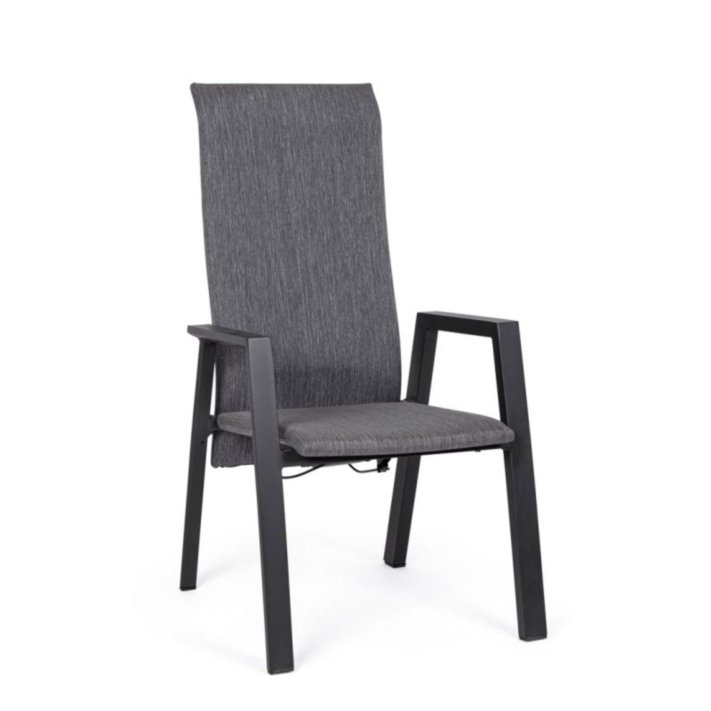 SEDIA RECLINABILE IN ALLUMINIO ANTRACITE JX55 - ETHAN