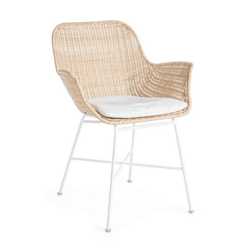 ATICA WHITE CHAIR W-ARMRESTS W-CUSH