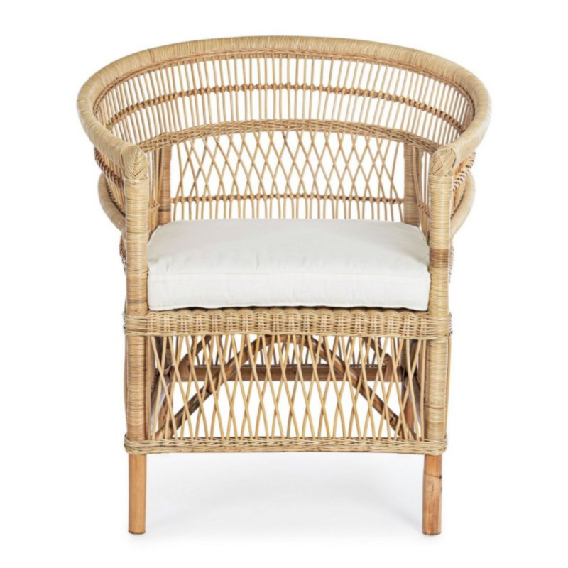 POLTRONA CON CUSCINO IN FIBRE NATURALI - JOSEFINA