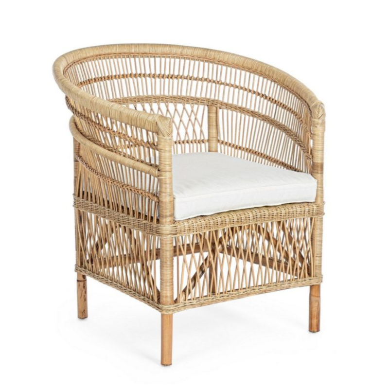 POLTRONA CON CUSCINO IN FIBRE NATURALI - JOSEFINA