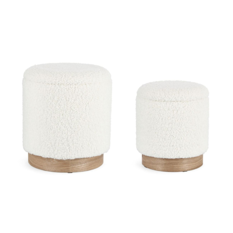 SET2 POUF CONTENITORE ZOYA BIANCO TEDDY