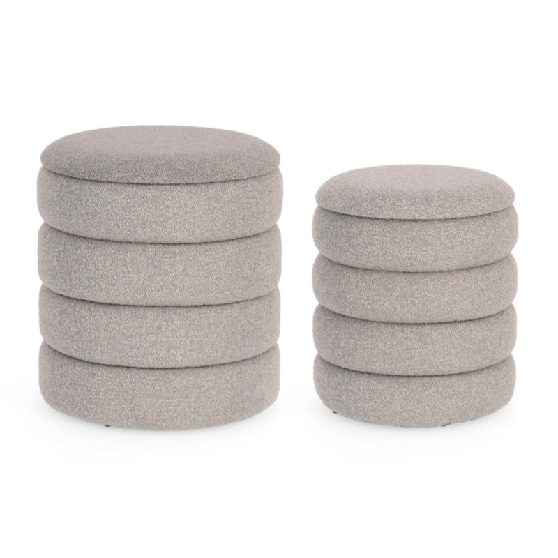 SET2 POUF CONT.KATERINA GRIS CL. BOUCLÉ