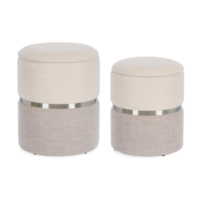 SET2 POUF CONTENITORE IN TESSUTO BIANCO GRIGIO - RADINKA