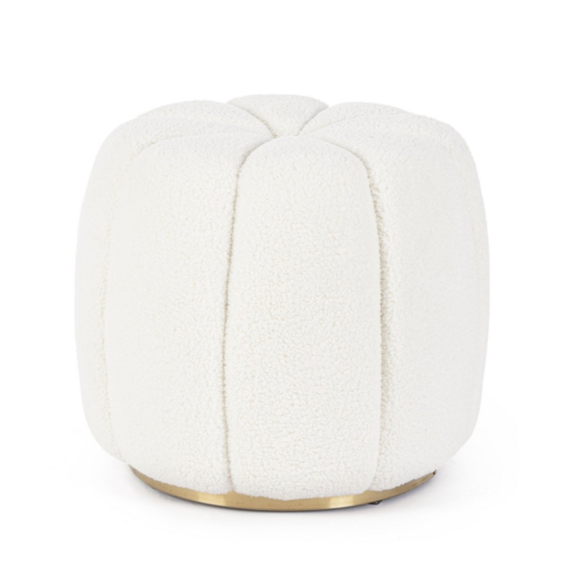 POUF IN TESSUTO BIANCO - KAROLINA