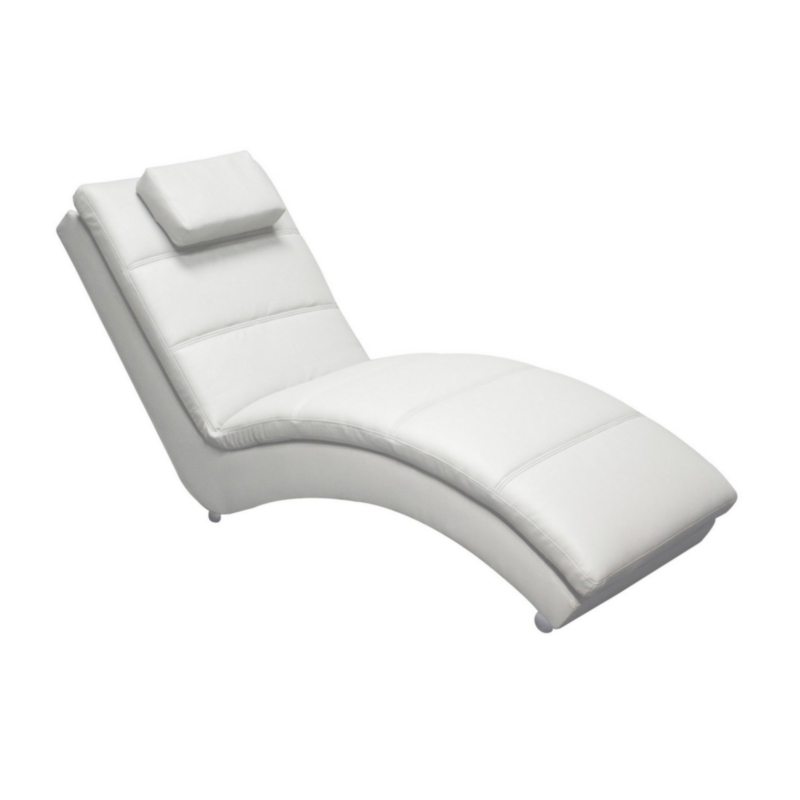CHAISE LONGUE IN ECOPELLE BIANCO - YVONNE
