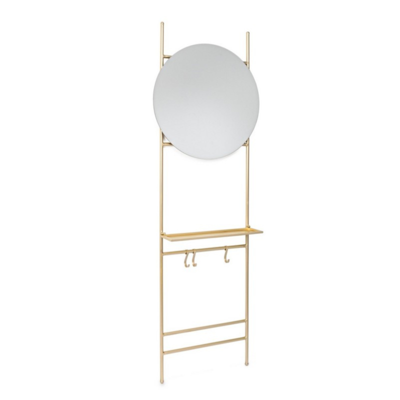 NUCLEOS GOLD WALL SHELF WITH MIRROR