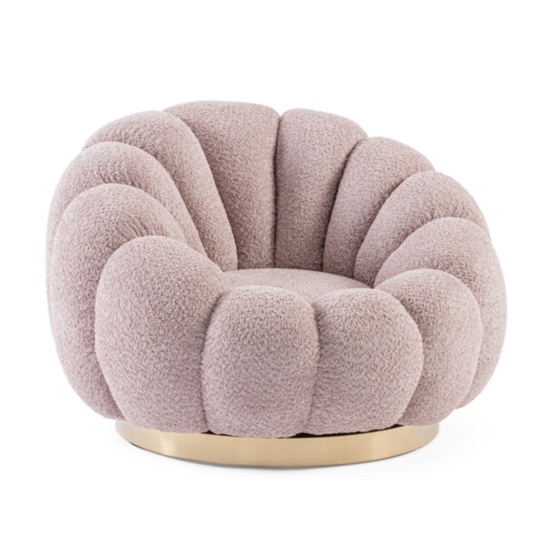 SILLÓN GIRATORIO FLOREL ROSA ANTIGUO