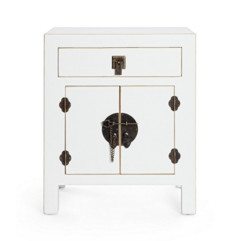 PECHINO WHITE BEDSIDE TABLE 2DO-1DR
