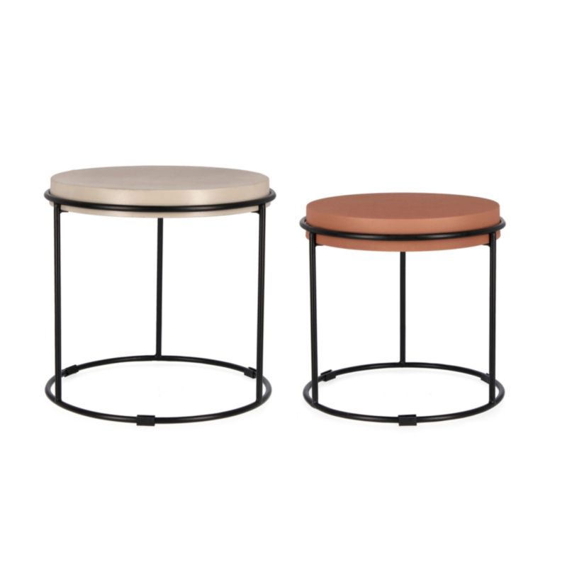 SET2 TAVOLINI IN ACCIAIO BEIGE TERRACOTTA - KETAKI