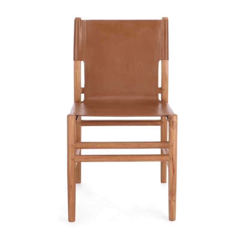 SEDIA IN PELLE COGNAC - CAROLINE