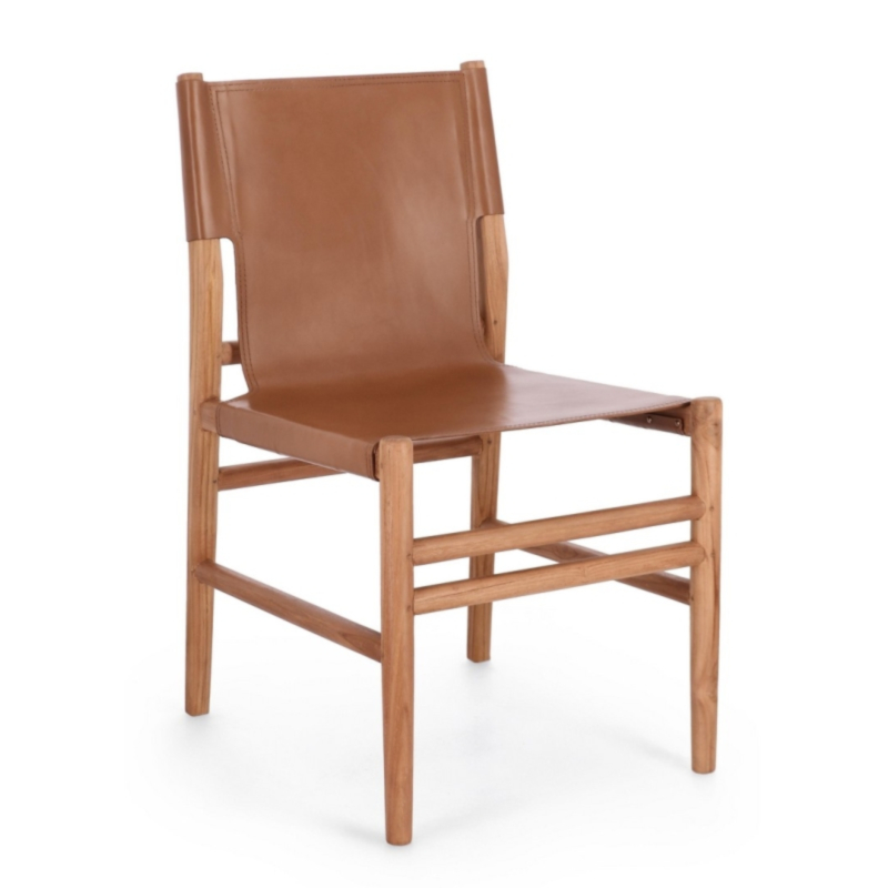 SEDIA IN PELLE COGNAC - CAROLINE