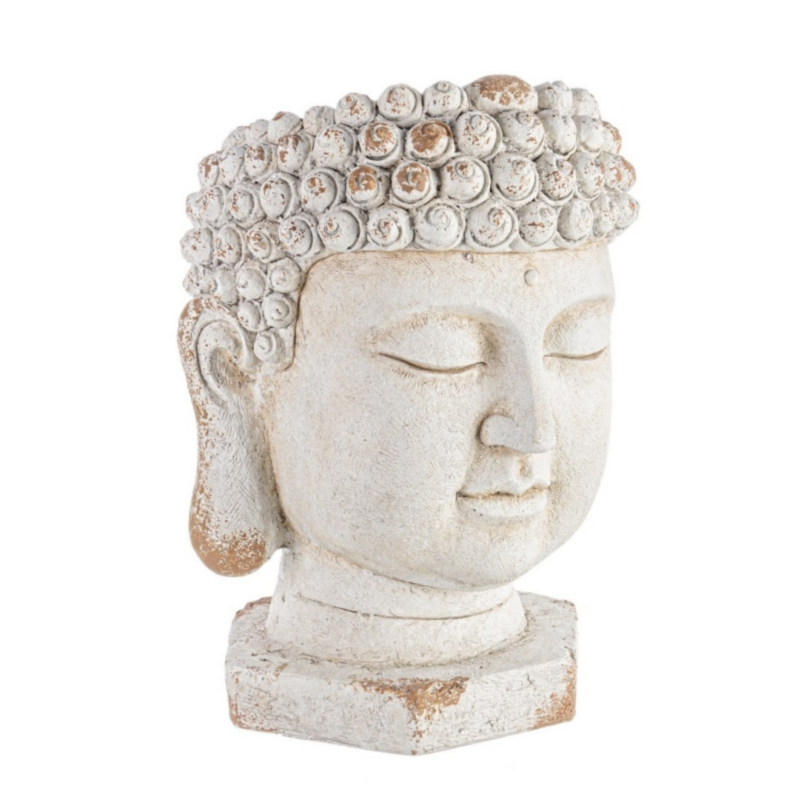 PFLANZTOPF BUDDHA-KOPF RUND MAGNESIA D35
