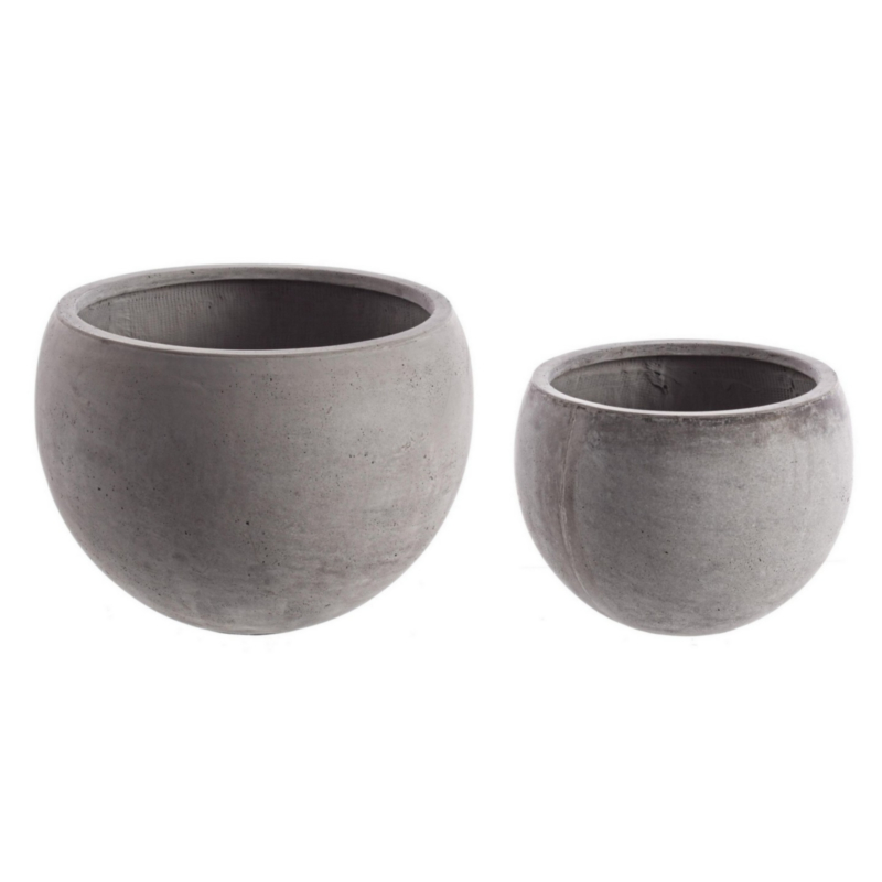SET2 ZEMENTÜBERTOPF KUGEL GRAU