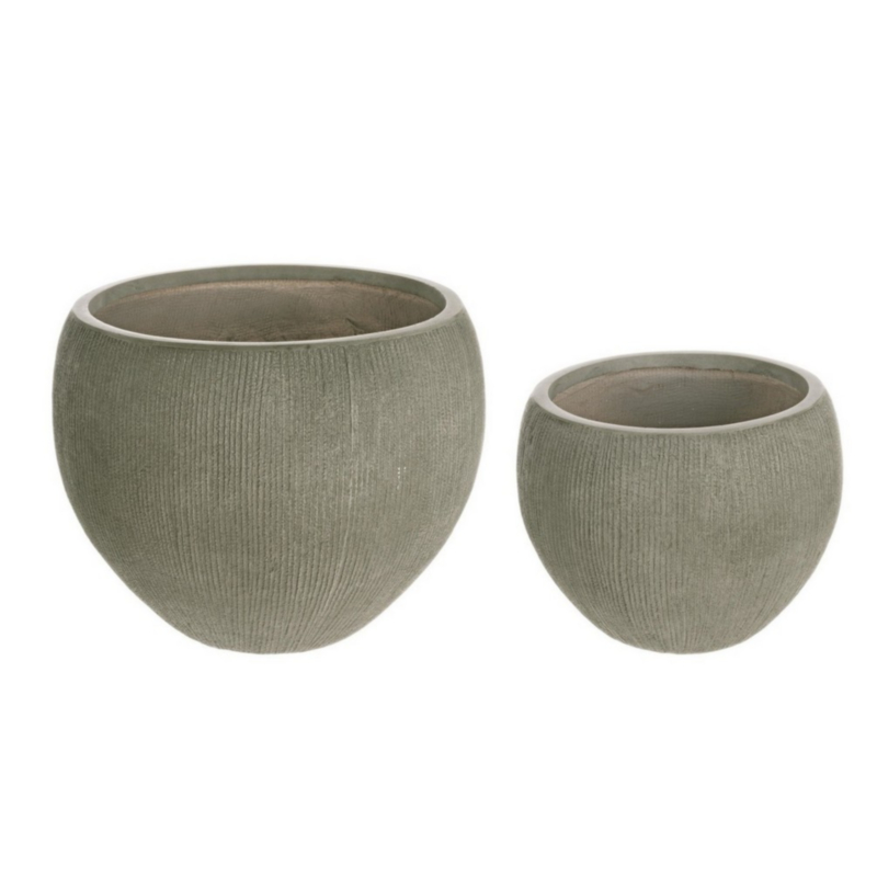 SET2 BRUSH SAG GREEN SPHERIC VASE HOLDER