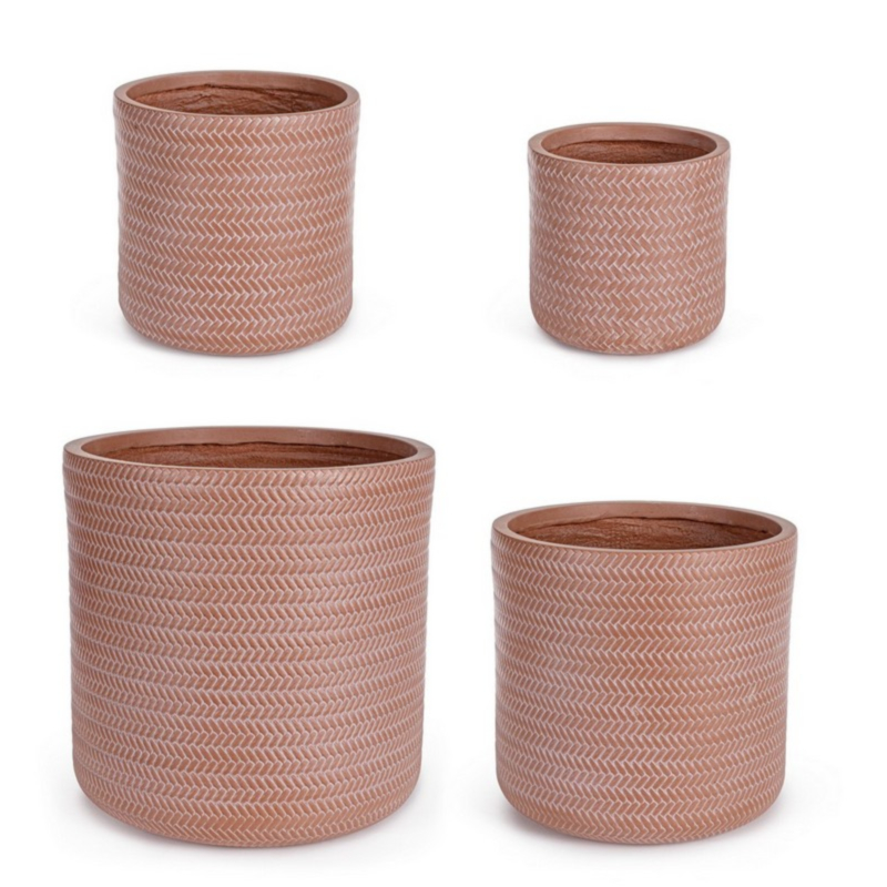 SET4 PORTE-VASE TRESSAGE CYL TERRACOTTA