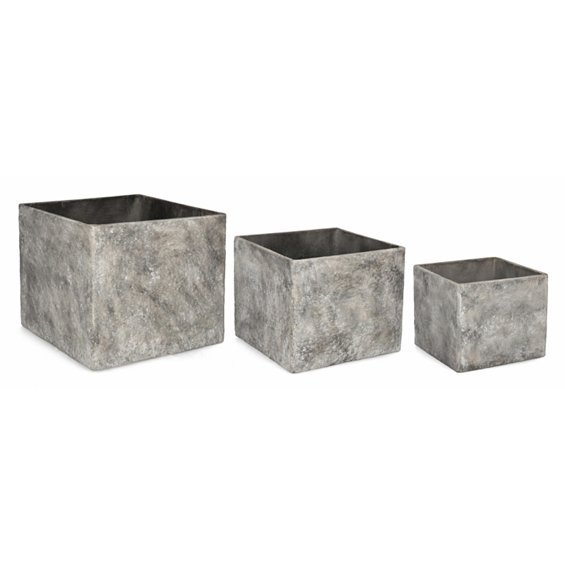 SET3 P.VASO MEILI QUADRATO ALTO GRIGIO