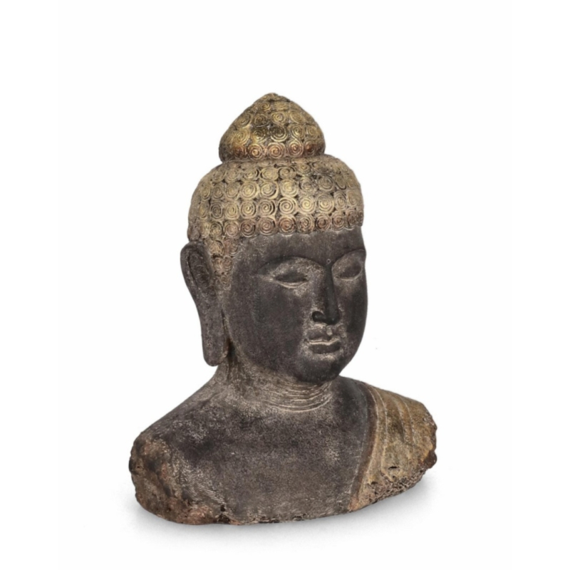 DECORAZIONE   BUDDHA TESTA GRIGI ORO H45