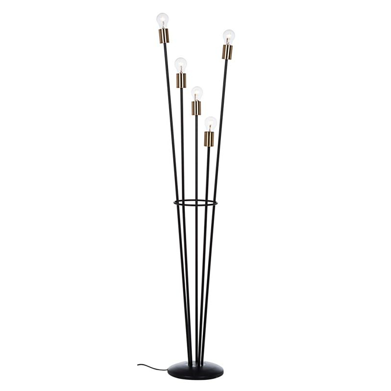 LÁMPARA DE PIE ANTORCHA 5 LUCES NEGRO H1