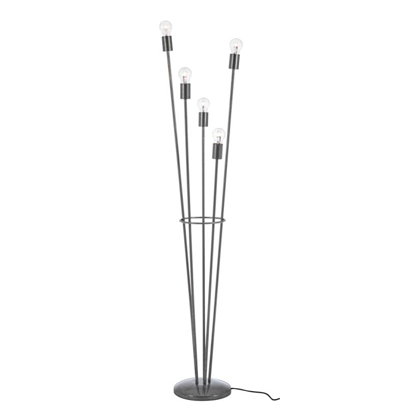 LAMPADAIRE TORCHE 5LAMPES ARGENT H155