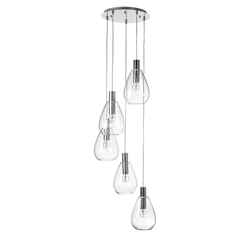 LAMPADARIO 5LUCI GLARING TRASP-ARGENTO