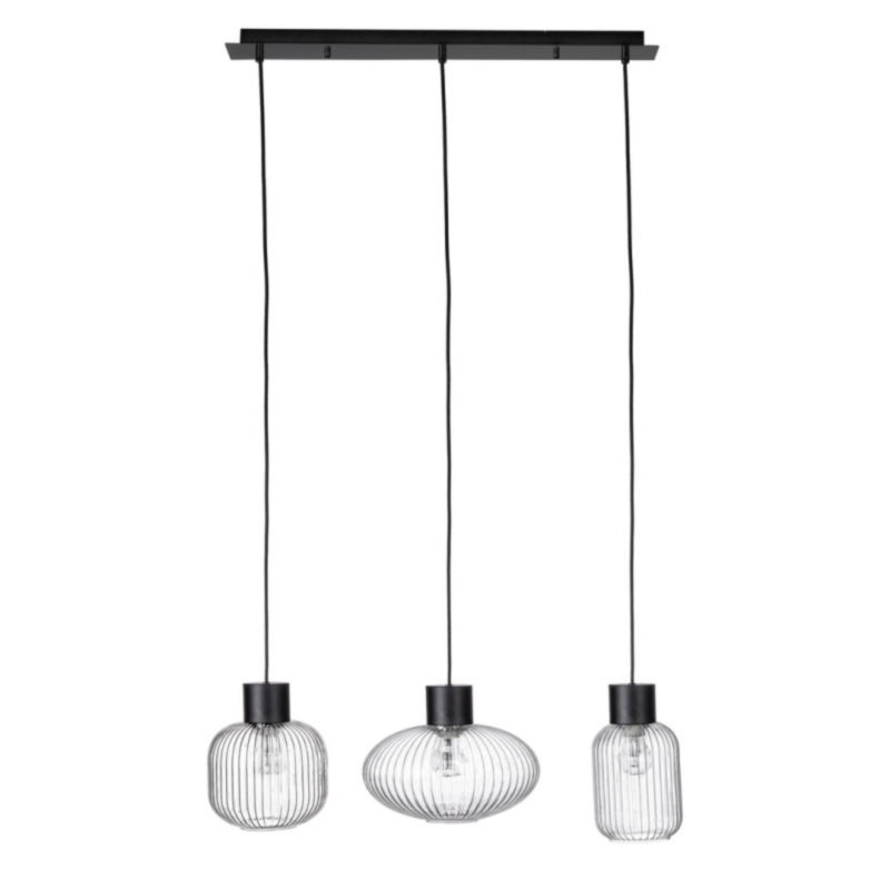 SHOWY TRAS-BLACK RECT CHANDELIER 3LIGHTS